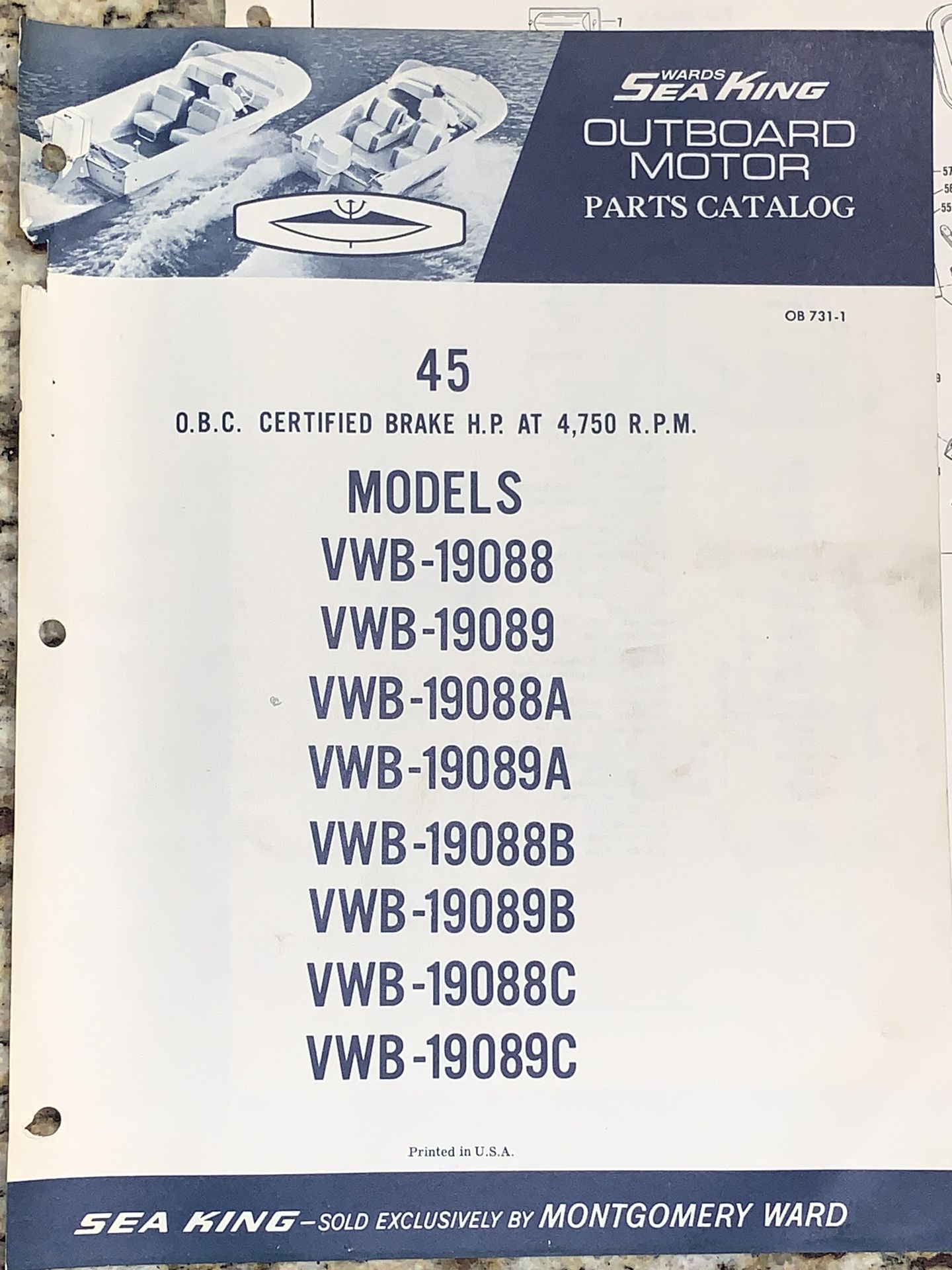 Wards Sea king  45 HP Outboard Motor Parts Catalog
