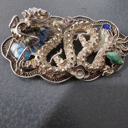 $100.00 - 1950's Dragon Pin With Beads/Silver - Rare Find!  See Description 