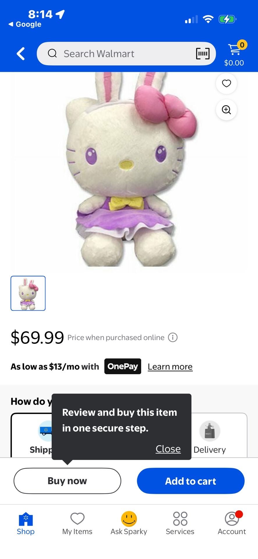 Hello Kitty Easter Kitty Purple Dress 15-Inch Plush