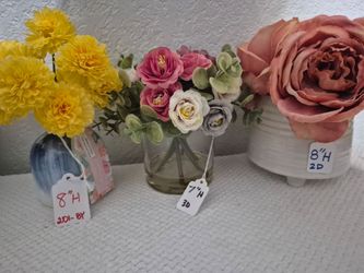 Artificial Flower Arrangements in Vases Set of 3