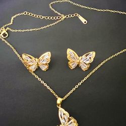 Gold Plated Necklace Earrings 