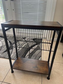 Small 3 Tier Metal and Wood Shelf