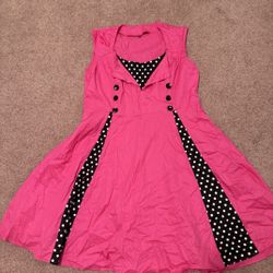 New 3 4 Xl Hot Pink Vintage Pin Up Rockabilly Dress