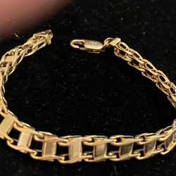 10k Yellow & White Gold Unique  Box Style Bracelet 14.9 G Really Nice! 