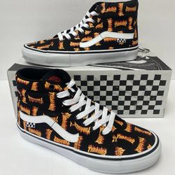 VANS Sk8-Hi Skate x Thrasher Hightop Sneaker Black/White/Orange Size 10 New!