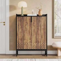 New assembled Shoe Cabinet with Doors, 5-Tier Shoe Storage Organizer for 25 Pairs, Modern Wooden Shoe Rack for Entryway, Hallway, Living Room, Black &