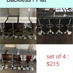 New Set Of 4 Bar Stools (new In Box)/ FLAT Model / Adjustable Height - Swivel