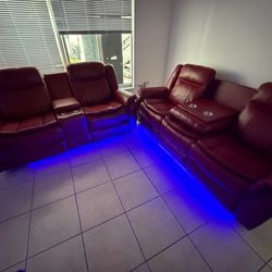 Vendo Juego De Sala Reclinable Con Luces Led
