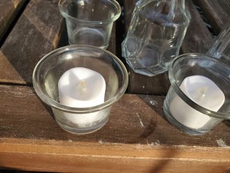 Glass votives and LED candles