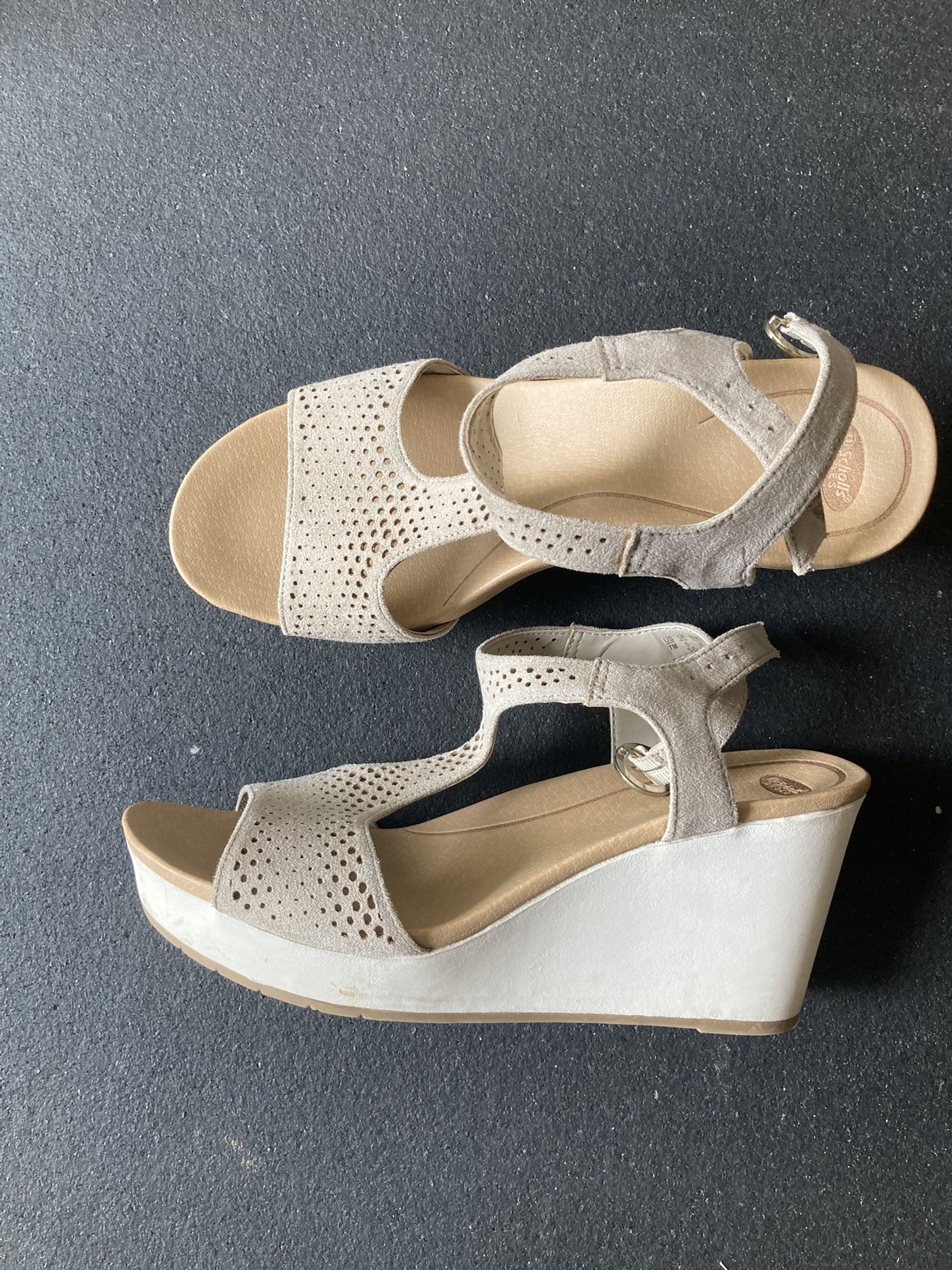 Beige Wedge Sandals