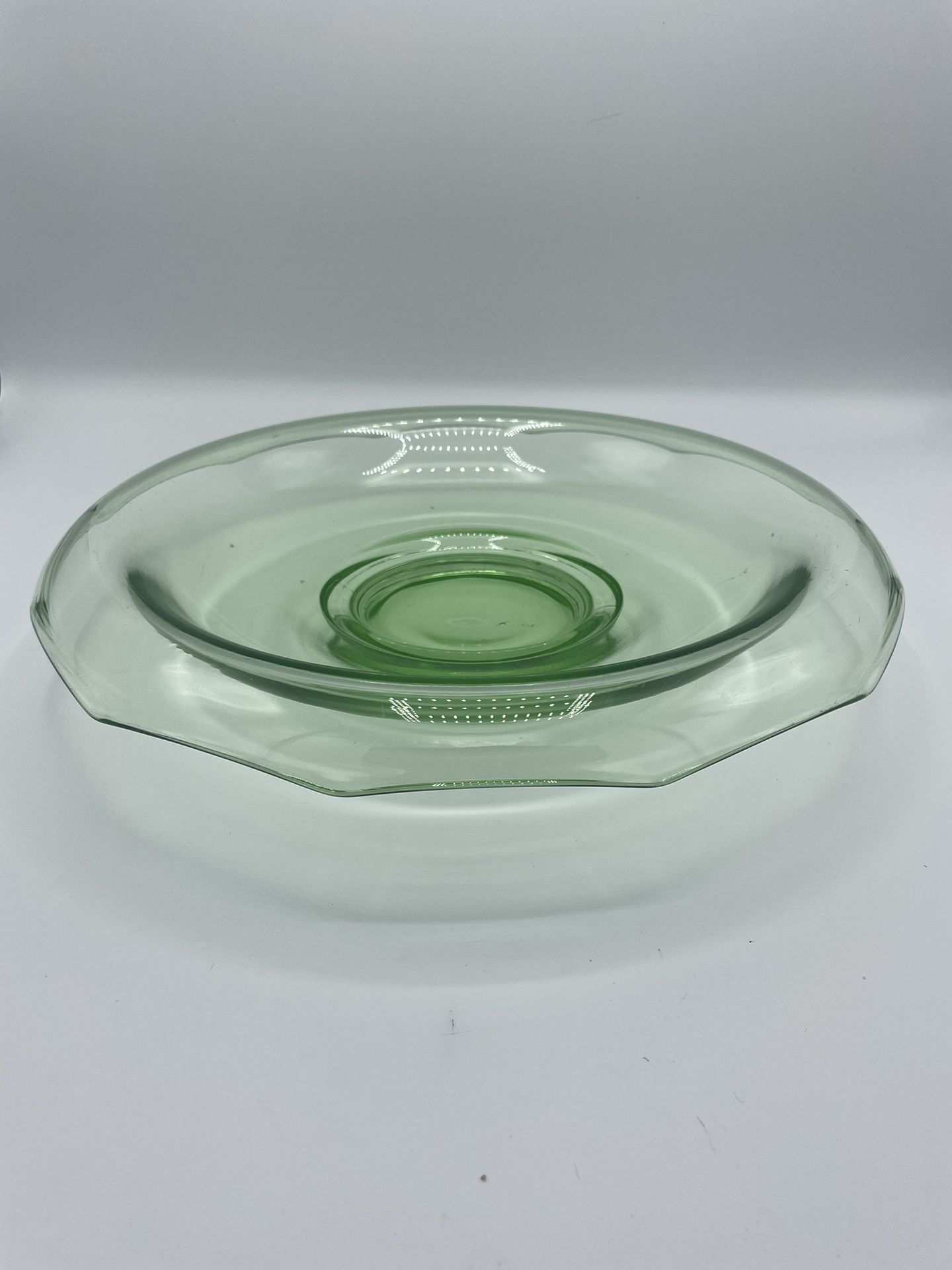 Vintage Green Uranium Glass Candy Dish