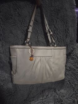 Ivory Coach Leather Tote Bag