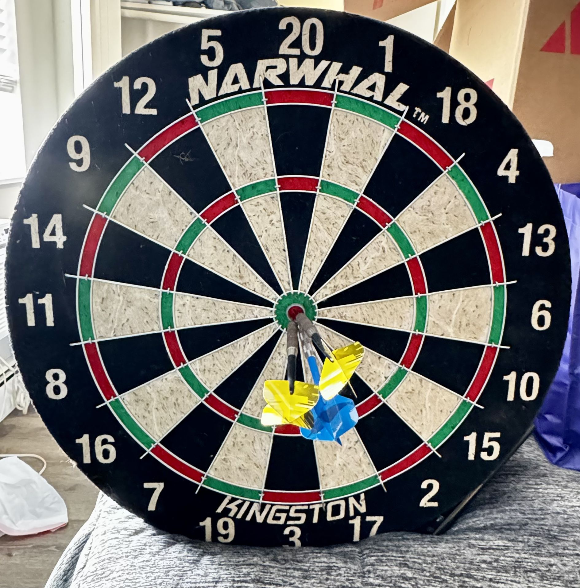 Narwhal Cork Dartboard w/ 3 Metal Tip Darts