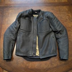 Icon Leather Motorcycle Jacket With D3O Back, Shoulder, Elbow Protection