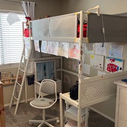 Loft Bed (IKEA Vitval) With Desk and Chair