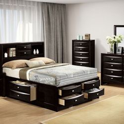 Brand New Black 4pc Queen Bedroom Set (Available In Full Size)