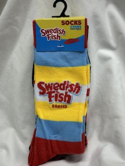 Novelty Socks Graphic Swedish Fish Candy Funny Socks for Men & Women Crew Length