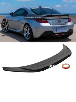 For 22-25 Subaru BRZ Toyota GR 86 V Style Glossy Black Rear Trunk Wing Spoiler