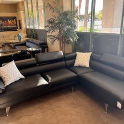 Black Leather Sectional 🔥BIG SALE🔥50%OFF🔥