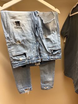 Men's Skinny Distressed Light Blue Jeans