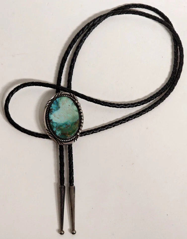 925 Sterling Silver Turquoise Bolo Tie by AMB