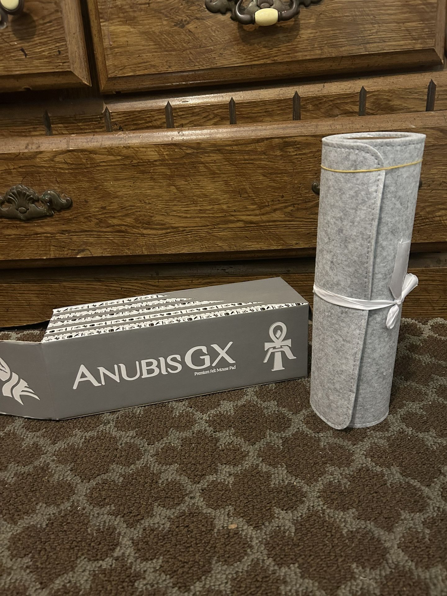 XL Felt Desk Pad – Modern AnubisGX Mouse Pad for Office & Gaming Setup