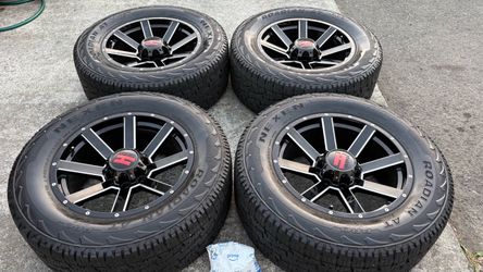 20 INCH HOVAK RIMS AND TIRES , 8 lug