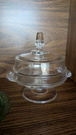 Vintage Art Deco Clear Glass Cheese/Butter Domed Pedestal Compote