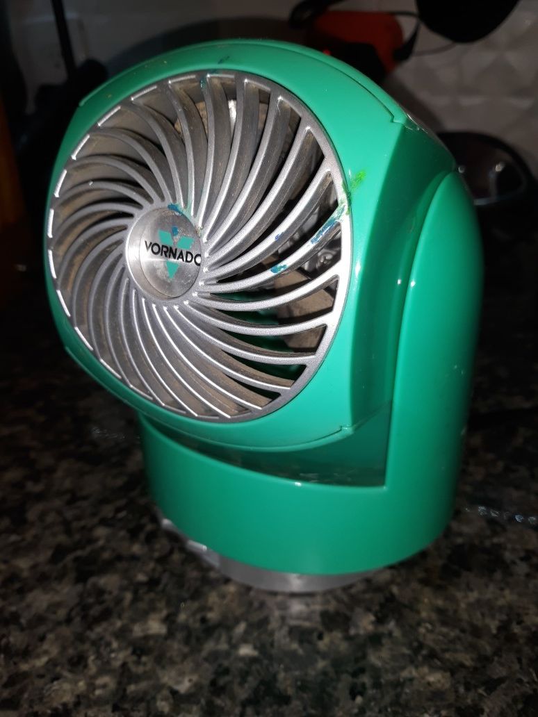 Vornado small flippy fan turquoise works well