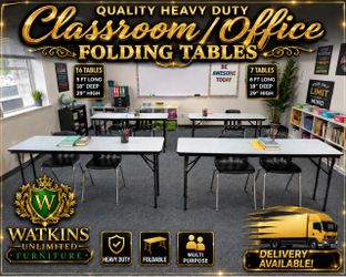 🏫 HEAVY-DUTY CLASSROOM / OFFICE FOLDING TABLES – MULTIPLE AVAILABLE!