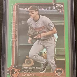 2025 Topps Update Series Coby Mayo Rookie Green Rainbow Foil #10/99