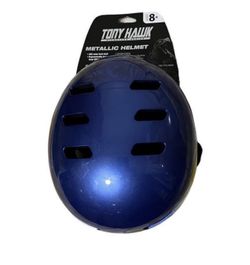 NEW Tony Hawk Blue Metallic Helmet Kids Boys Girls PVC Shell EPS Foam One Size