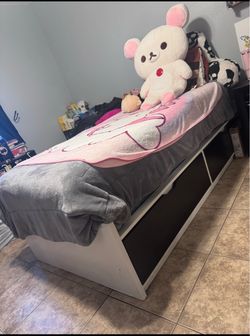 Twin size bed base with 2 large bottom drawers