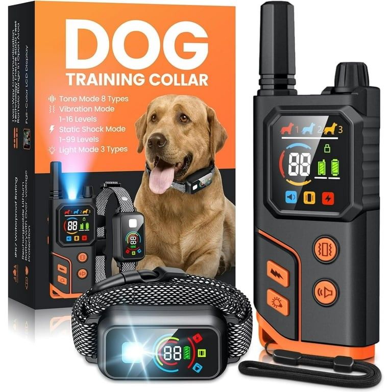 Dog Shock Collar 4000FT with Light for Night Walks, Dog Training Collar with Remote Control, E Collar with Adjustable Pitch Beep,Vibration and Shock,R