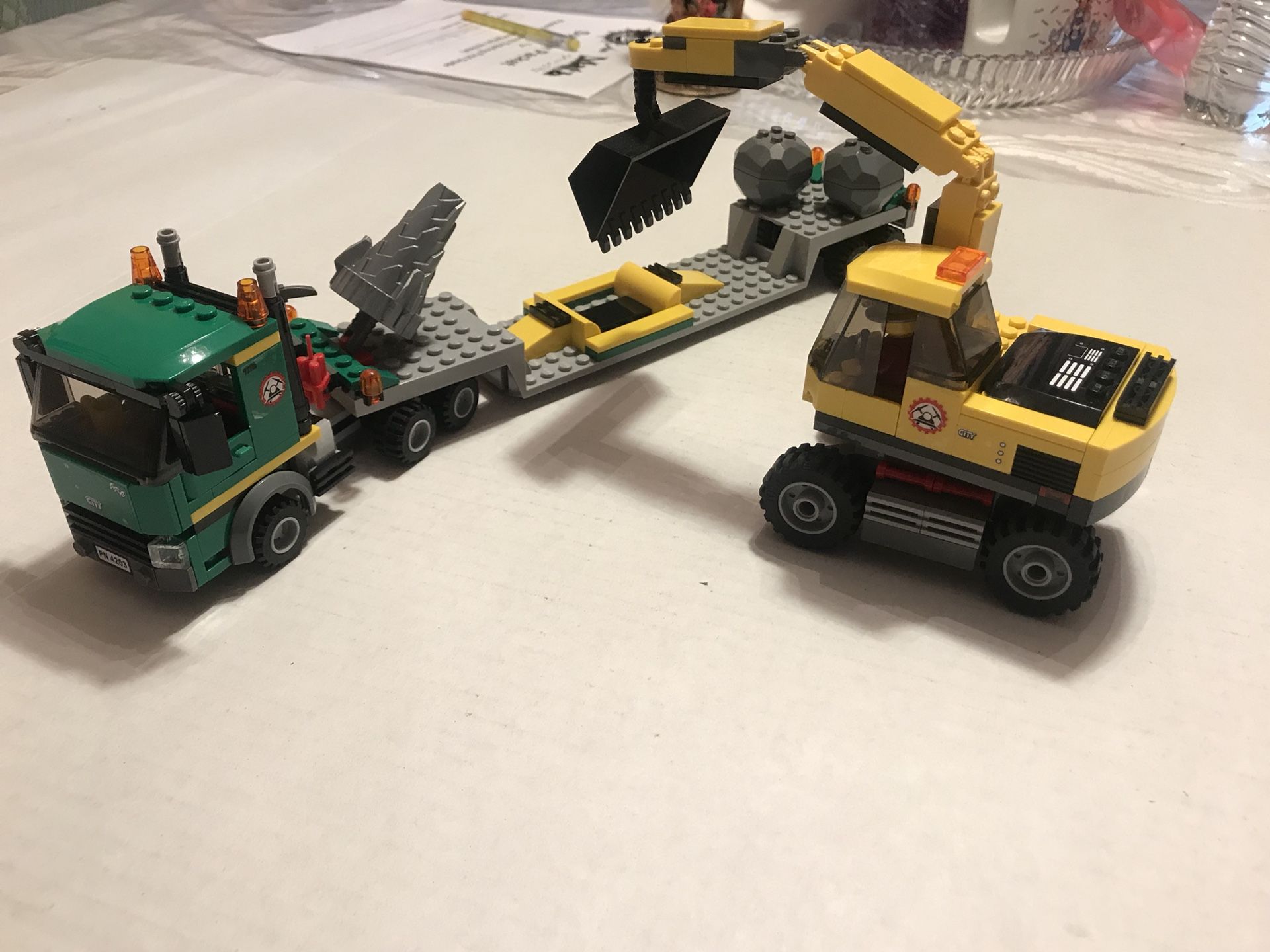 LEGO Construction trailer and excavator