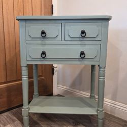 Wood Console Table with 3 Drawers & Shelf