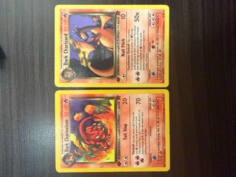 Dark Charizard and Dark Charmeleon 1st Edition Team Rocket Pokémon Cards LP