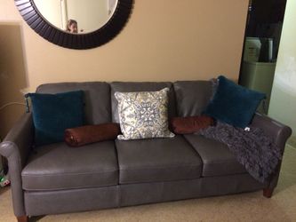 Natuzzi Editions gray top grain leather sofa