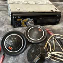 JVC  Car Stereo With Polk Audio Mono Twitters