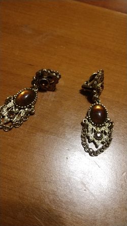Vintage clip-on earrings with M initial