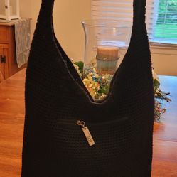 The SAK Black Genuine Crochet Woven Shoulder Bag - Vtg