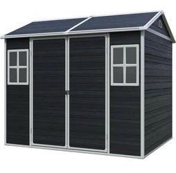 New in Box 8x6 ft Outdoor Resin Storage Shed with Floor Waterproof Plastic Garden Shed