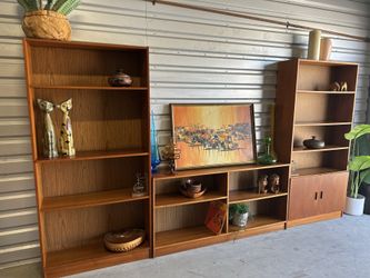 Mid Century Danish Teak Wall Unit Display Cabinets