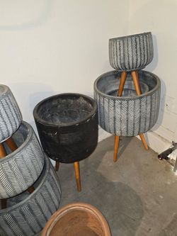 Mid-Century Modern Plant Pots on Wooden Legs + More U-Pick
