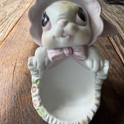 Vintage Hand painted Ceramic Easter Bunny Egg Holder