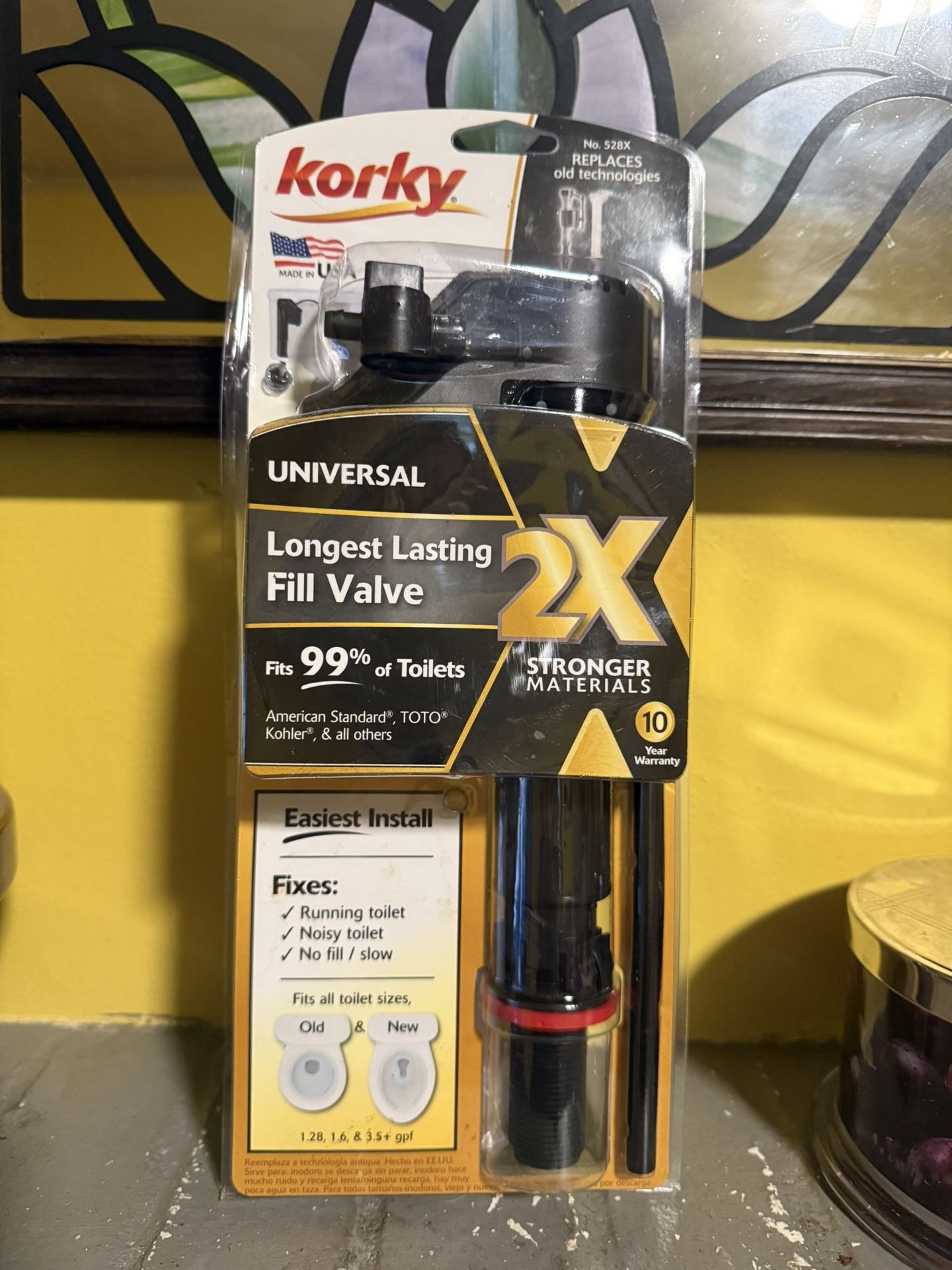 Korky QuietFILL 2X Long Life Toilet Fill Valve - Universal Fits 99% of Toilets - Easy Height Adjust for Fast Install, 528X