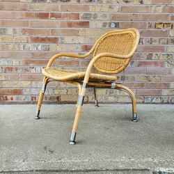 Vintage Ikea Wicker and Steel Chair by Mats Theselius