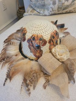 Whimsical Dachshund Feathered Hat