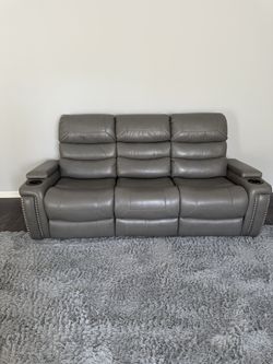 Reclining Gray Sofa with Lights