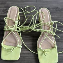 Neon Green Prettylittlething Strappy Heels